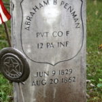 Headstone, easily legible, of Private Abraham Penman