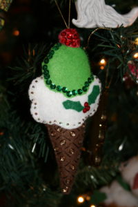 ice cream cone ornament in felt