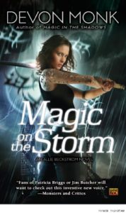 Cover of the book, Allie swinging a sword with lightning crackling around her