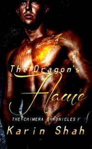 A bare-chested man, flames burninging in his chest in the shape of a dragon's head